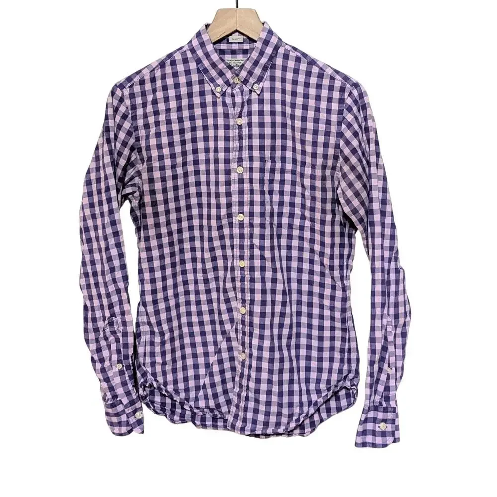 J Crew Shirt Mens S Purple Check Plaid Button Up Down Long Sleeve Ranch Western